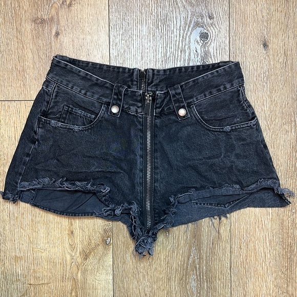Unravel Project Black Zip Up Cotton Denim Shorts Size 28/4 - Picture 4 of 11
